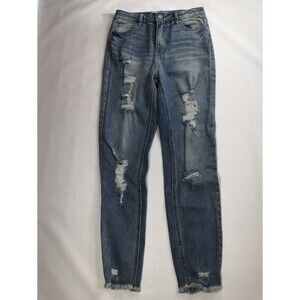 Tinseltown Womens Jeans Legging Raw Hem Distressed High Rise Crop Size 9